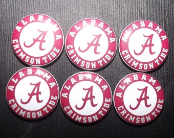 Alabama Crimson Tide Roll SEC 1 inch Buttons Set of 6 Pinback Flatback