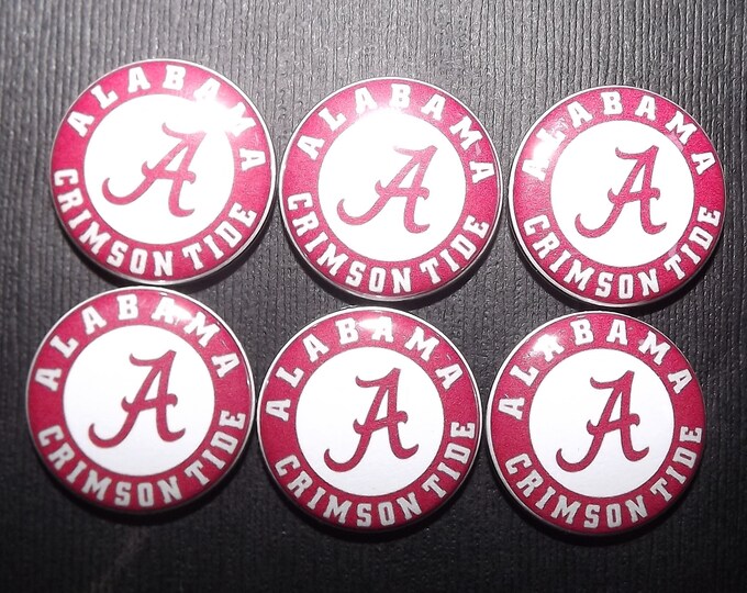 Alabama Crimson Tide Roll SEC 1 inch Buttons Set of 6 Pinback Flatback