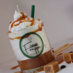 Caramel Frappe Scented Soy Candle: Gourmet Coffee Dessert Candle