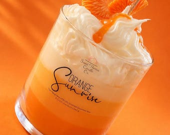 Oranje zonsopgangkaars | Sojakaars oranje agave | Gelaagde citrusdessertkaars | Kaars slagroomwas | Cadeau zomerkaars | Gastronomische kaars