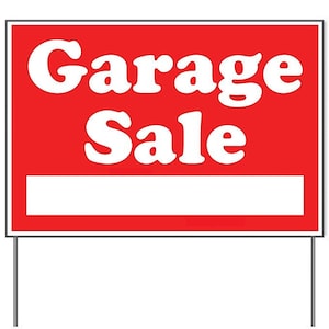 Garage Sale Yard Sign - 18X24&quot; with Stake - Fast Free Shipping!