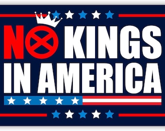 No Kings (Blue) - Anti-Trump 2025 Yard Sign - 18X24" with Stake - Fast Free Shipping!