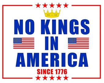 No Kings (White) - Anti-Trump 2025 Yard Sign - 18X24" with Stake - Fast Free Shipping!