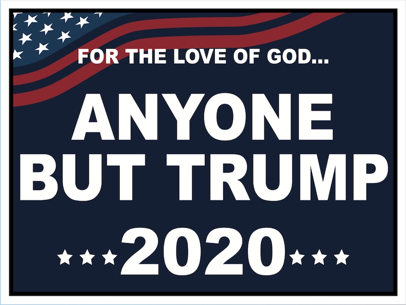 Anyone But Trump 2020 Yard Sign  18X24 with Stake  image 0