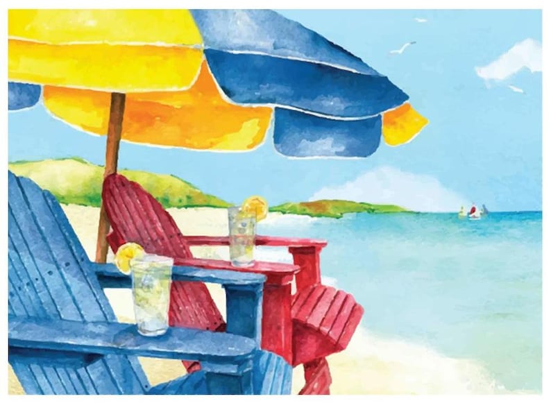 Beach Decor Wall Art beach Watercolor Vacation Etsy