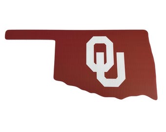 Oklahoma OU Shaped Garden Sign with Stake - Fast Free Shipping! - Indoor/Outdoor Mancave Ready!