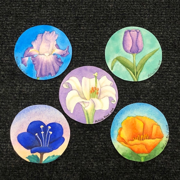 2019 Flower 1.25 inch Buttons/ Pin or Magnets set