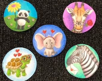 2018 Land Loving Animal Set of 1.25 inch Button/Pin or Magnets Set