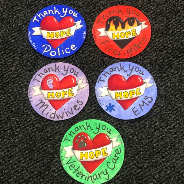 2020 Thank You & Hope 1.25 inch Button/Pin or Magnet Set 2