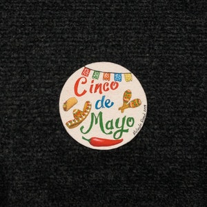 Cinco De Mayo 1,25 pouce Bouton / Pin & Aimants