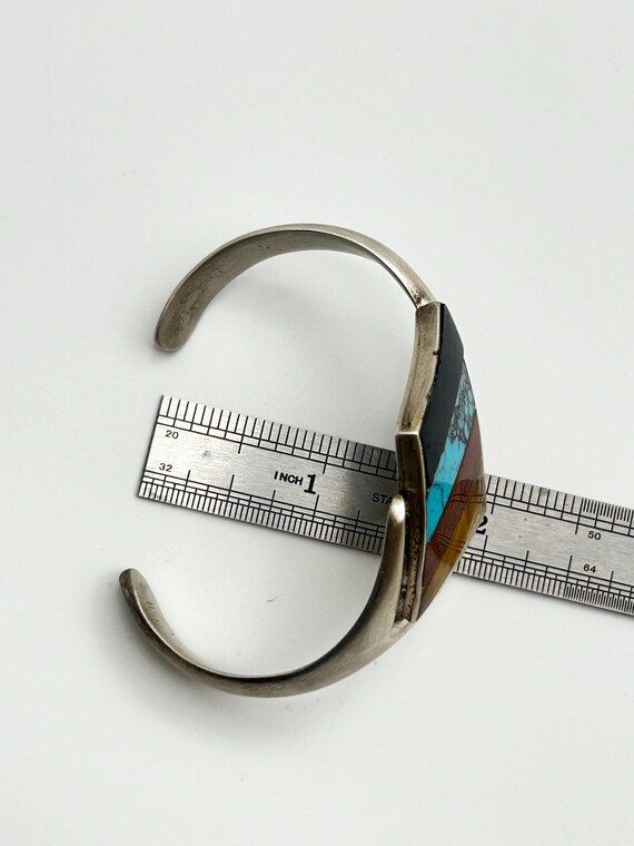 Multi Gemstone Bangle Bracelet, Sterling Silver, … - image 7