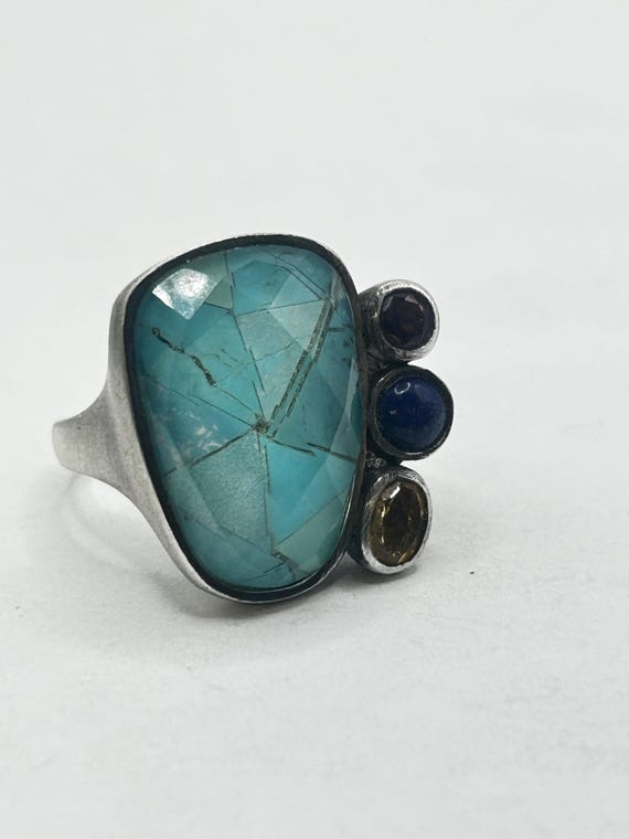 Sterling Silver Gemstone Ring with Chalcedony, La… - image 3