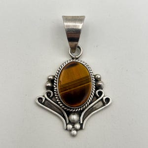 Sterling Silver Tigers Eye Pendant, made in Mexico, Mexico 925 sterling silver jewelry