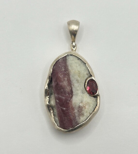 Tourmaline Statement Pendant Sterling Silver, Sterling Silver Gemstone Pendant