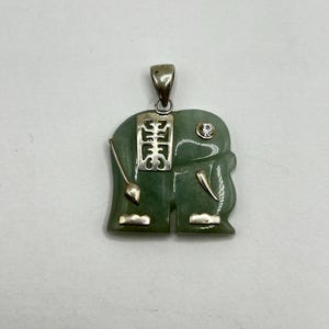 Jade Elephant Pendant Sterling Silver