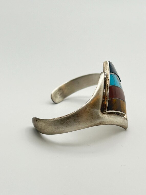 Multi Gemstone Bangle Bracelet, Sterling Silver, … - image 4