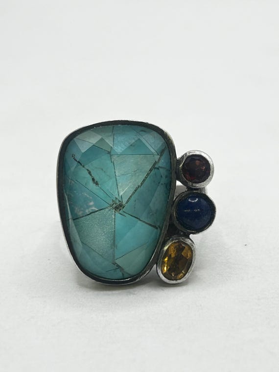 Sterling Silver Gemstone Ring with Chalcedony, La… - image 2