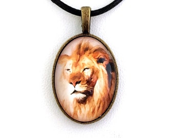 Big Cats, African Lion, King of Beasts, Snow Leopard, Portrait, Digital Painting, Original Art, Pendant, Bookmark, Pin, Gift for Leo