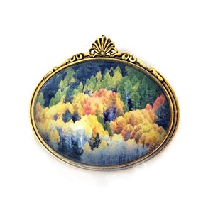 Hope Valley Aspens, Fall Color, Autumn, Trees, Beautiful View, Colorful Leaves, Brooch, Bookmark, Painting