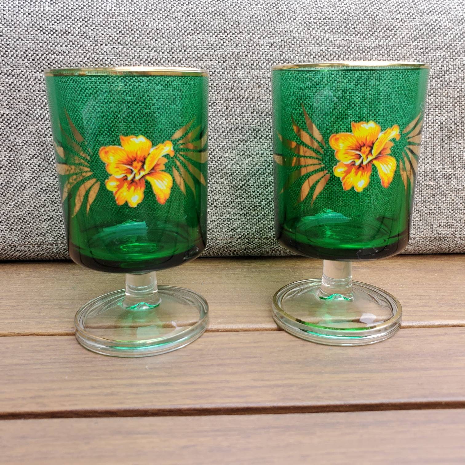 コレクション 1980s Etched  Hawaiian Flower Glasses Vintage Hawaiian Glass - Etsy Canada