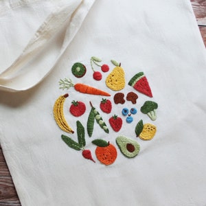 Fruit and Veggie Embroidery Digital PDF Guide  / Digital Hand Embroidery Pattern / Vegetable Citrus Avocado Lemon Orange Watermelon Cherry