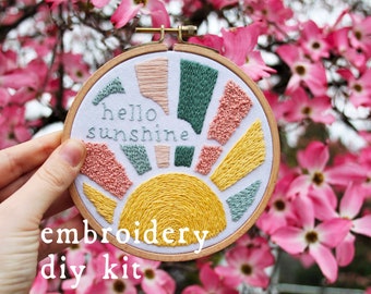 Hello Sunshine Embroidery Kit / Digital Hand Embroidery Pattern / Embroidery PDF / Spring Embroidery Pattern Kit / Full Beginner Kit