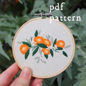 Citrus Dreams of Orange Blossoms Embroidery Pattern PDF / Digital Hand Embroidery Pattern / Embroidery PDF / Spring Fruit Embroidery Pattern