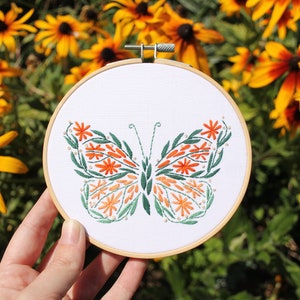 Botanical Butterfly Embroidery Kit / Digital Hand Embroidery Pattern / Embroidery PDF / Spring Embroidery Pattern Kit / Full Kit