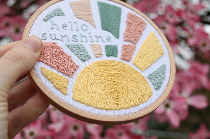 Hello Sunshine Embroidery Pattern PDF / Digital Hand Embroidery Pattern / Embroidery PDF / Spring Embroidery Pattern 画像 2