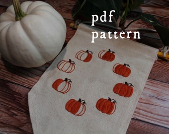 Pumpkin Moon Phase Embroidery Pattern / Digital Hand Embroidery Pattern / Embroidery PDF / Autumn Fall Pumpkin Spooky Halloween Witchy