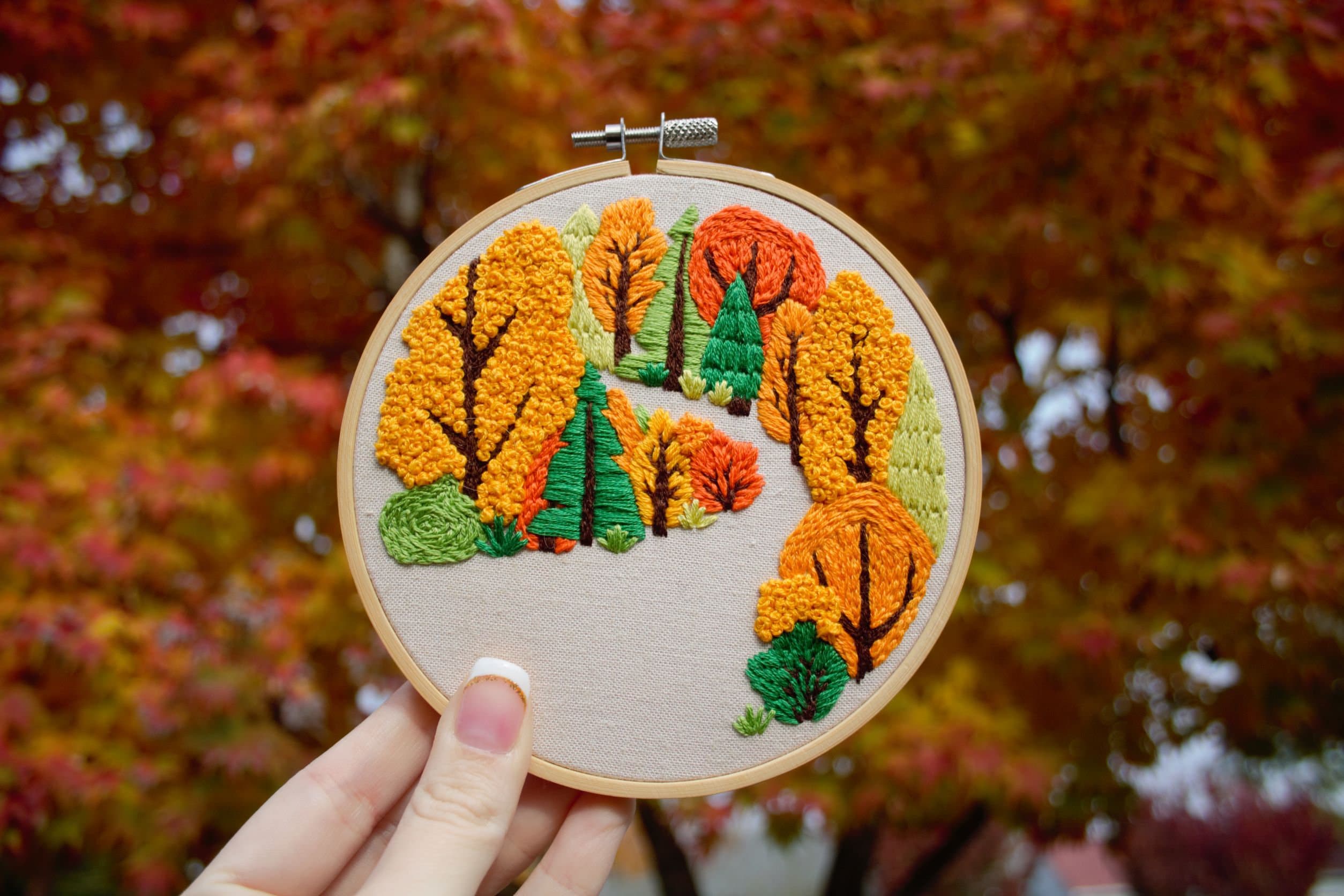 Fall Forest Embroidery Pattern PDF / Digital Hand Embroidery / Beginner ...