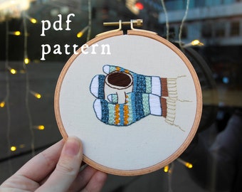Cozy Mittens / Winter Embroidery Pattern PDF / Digital Hand Embroidery Pattern / Embroidery PDF / Knitted Pattern