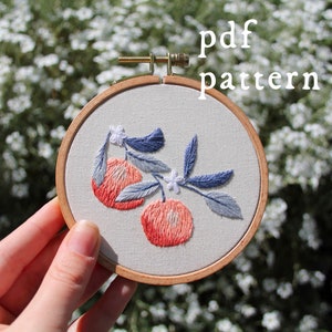 Citrus Dreams of Grapefruit Embroidery Pattern PDF / Digital Hand Embroidery Pattern / Embroidery PDF / Spring Fruit Embroidery Pattern