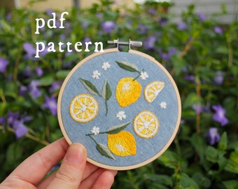 Citrus Dreams of Lemons Embroidery Pattern PDF / Digital Hand Embroidery Pattern / Embroidery PDF / Spring Embroidery Pattern