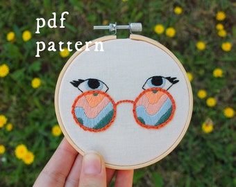 Far Out Embroidery Pattern / Digital Hand Embroidery Pattern / Embroidery PDF / Summer 70s Seventies Rainbow Peachy Groovy