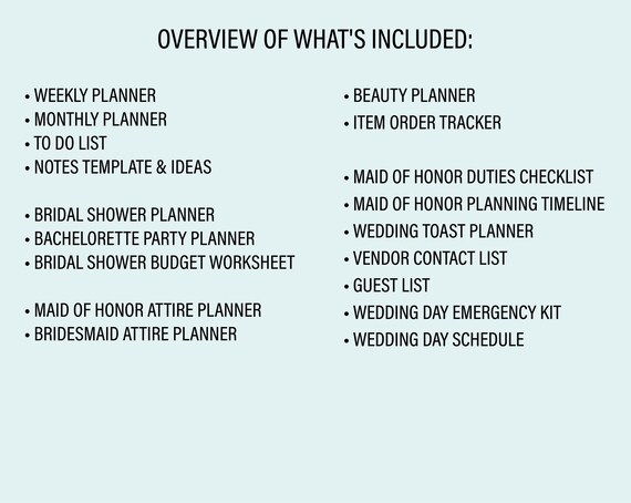 maid of honor list