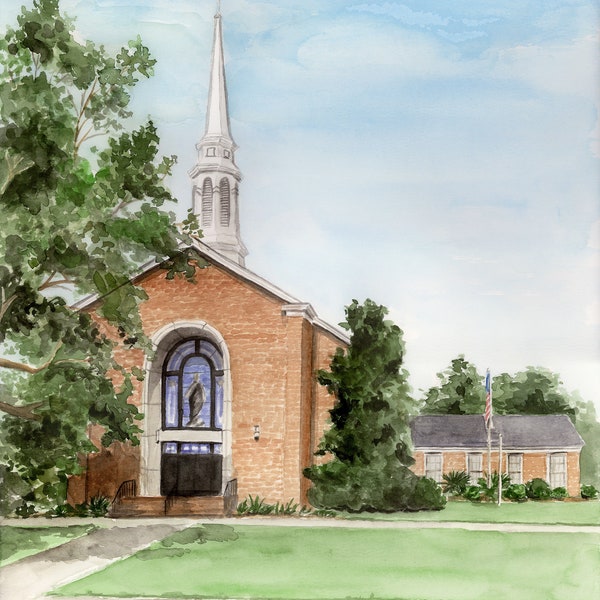 Park Avenue United Methodist Church, Valdosta GA Watercolor Print on Heavy Watercolor Paper | Wall Art | Gift | Frame not Included