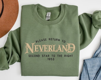 Embroidered Neverland Sweatshirt | Peter Pan Crewneck | Please Return To Neverland Embroidered Sweatshirt | Gift For Her