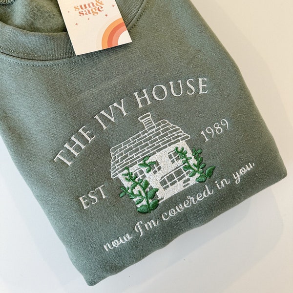 Embroidered Ivy House Sweatshirt | Embroidered Crewneck | Trendy Ivy House Crewneck | Embroidered Sweatshirt | Gift For Her