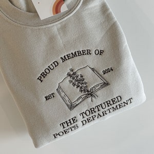 Embroidered Tortured Poets Department Sweatshirt | Poetry Crewneck | Proud Member Of The Tortured Poets Department Sweatshirt | Gift For Her