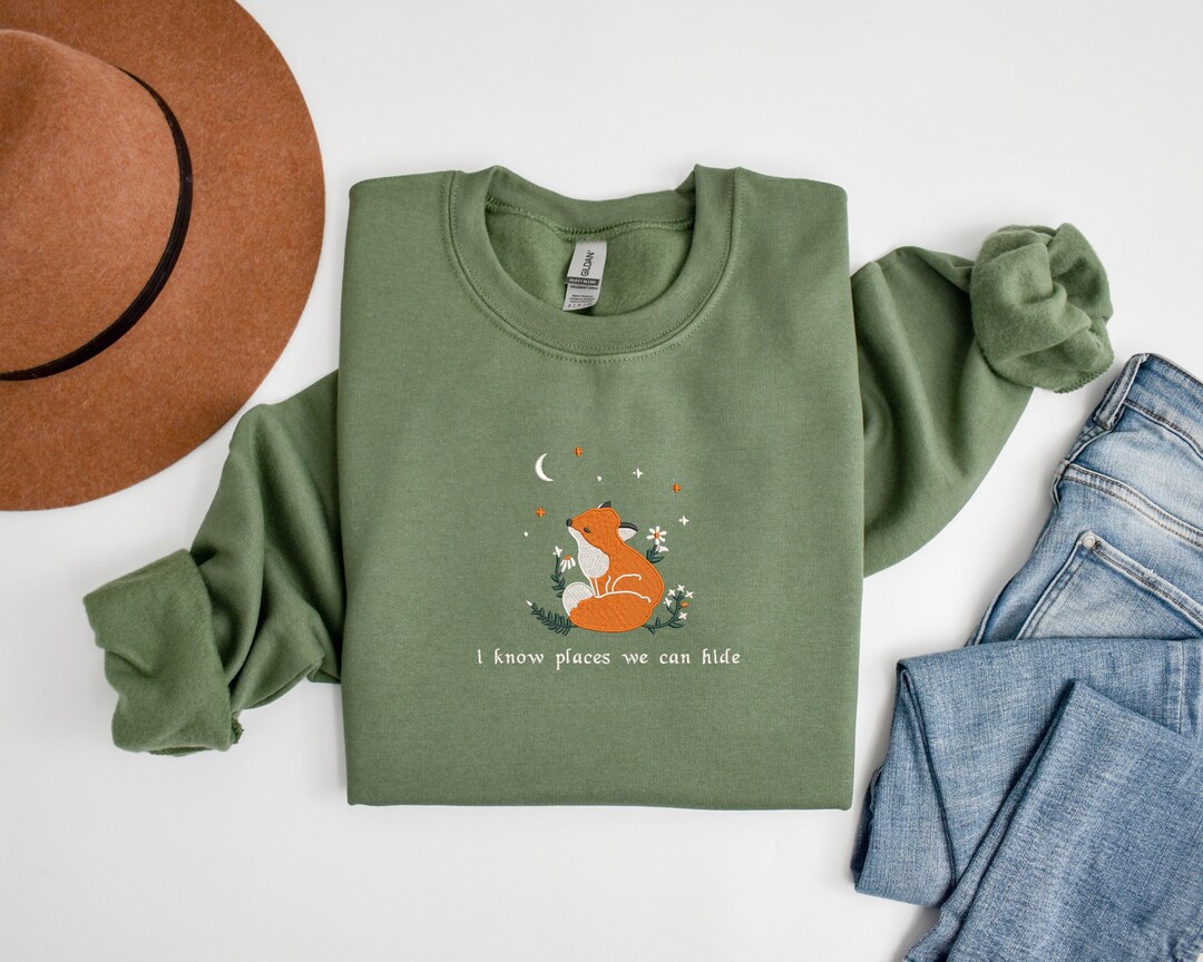 Embroidered I Know Places Sweatshirt | Trendy Fox Crewneck | Embroidered Sweatshirt | Gift For Her