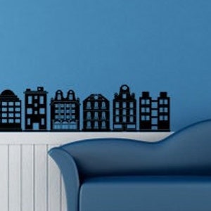Building Silhouette&#39;s Wall Decal for Living Room, Bedroom, Game Room, Den, Office