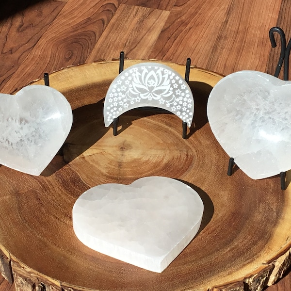 Selenite Bowl  Charging Plate Hearts Bowl Lotus Moon
