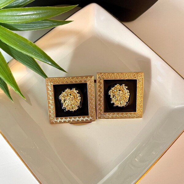 Medusa Gold Luxury Earrings - Stud Earrings, Trendy Earrings, Statement Earrings, Premium Earrings, Small Lion Face Earrings