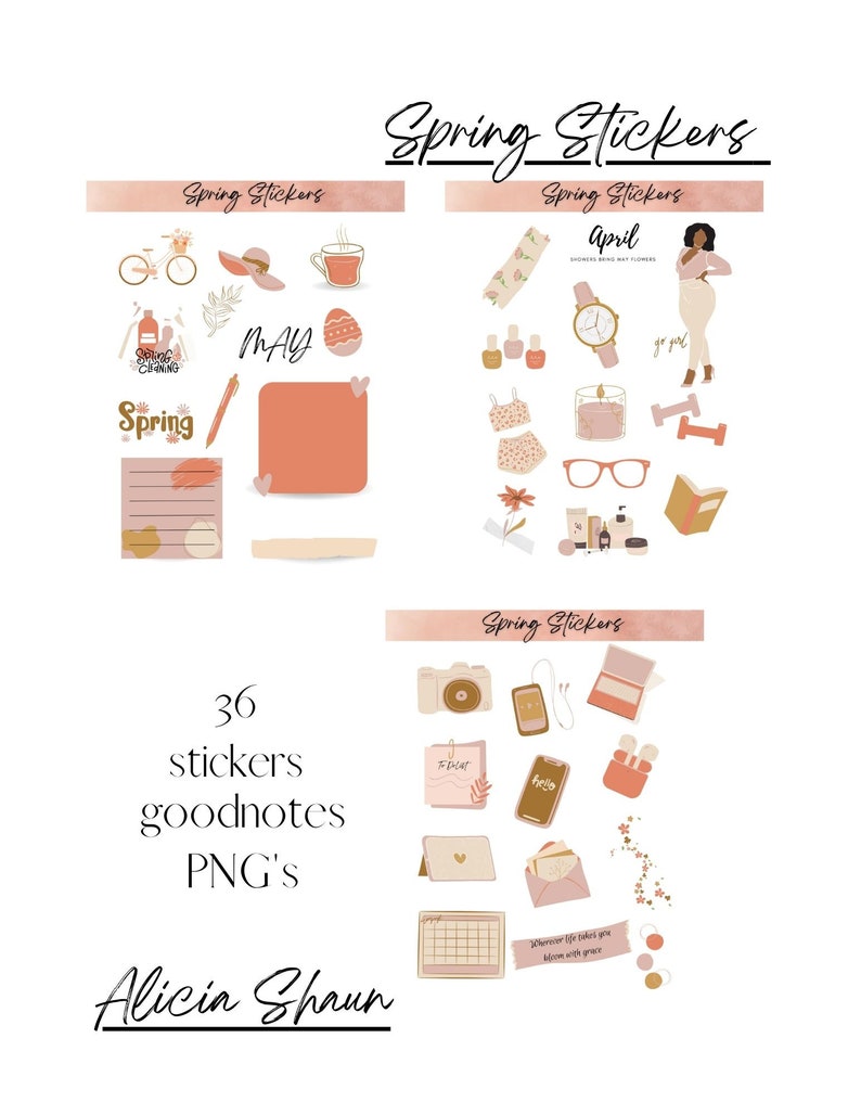 Spring Digital Sticker Pack | Digital Decorative Stickers | Spring ...