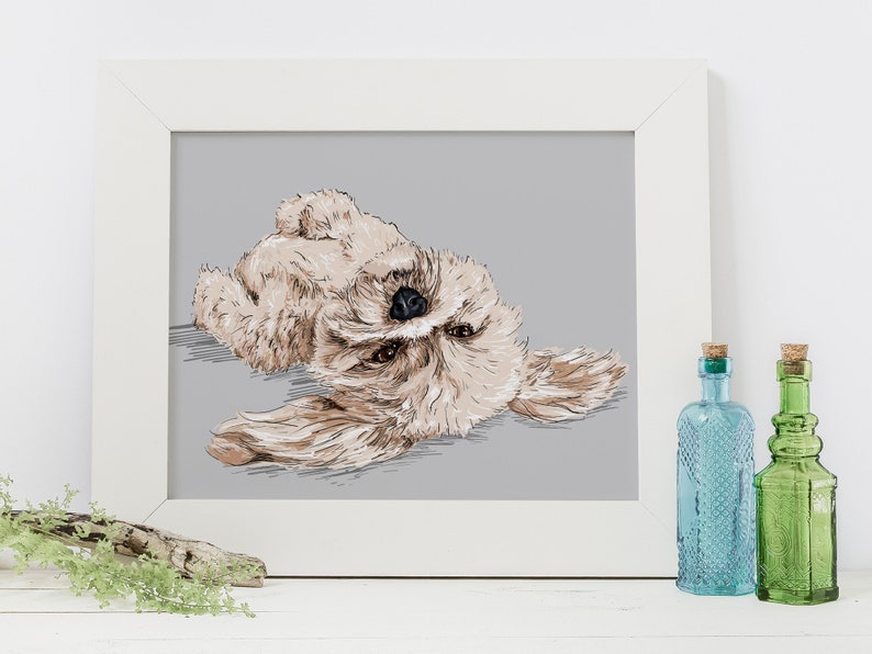 Lhasa Apso Portrait, Lhasa Apso Art, Digital Artwork Download, Dog Art, Gift, Memorial, Illustration, Decor image 1