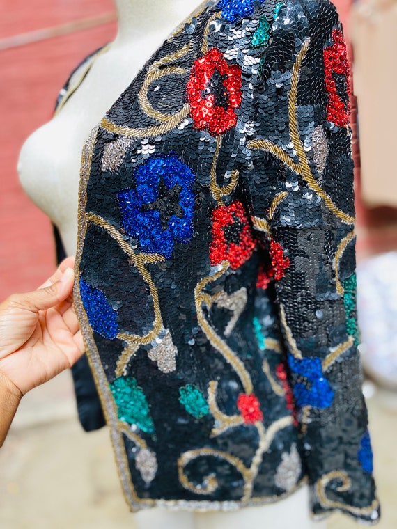 Vintage Sequins Jacket, Sequins Jacket, Sequins b… - image 4