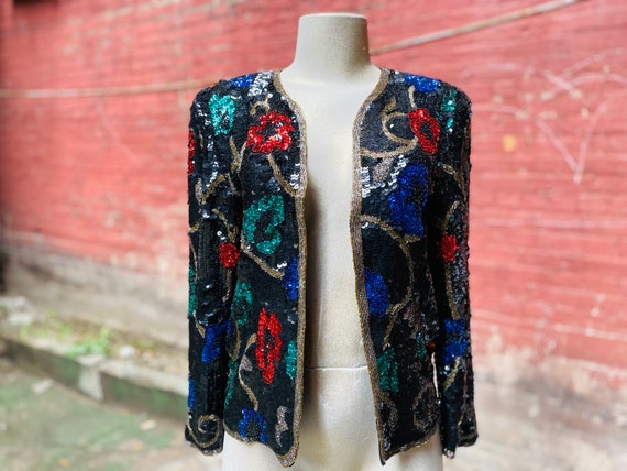 Vintage Sequins Jacket, Sequins Jacket, Sequins b… - image 2