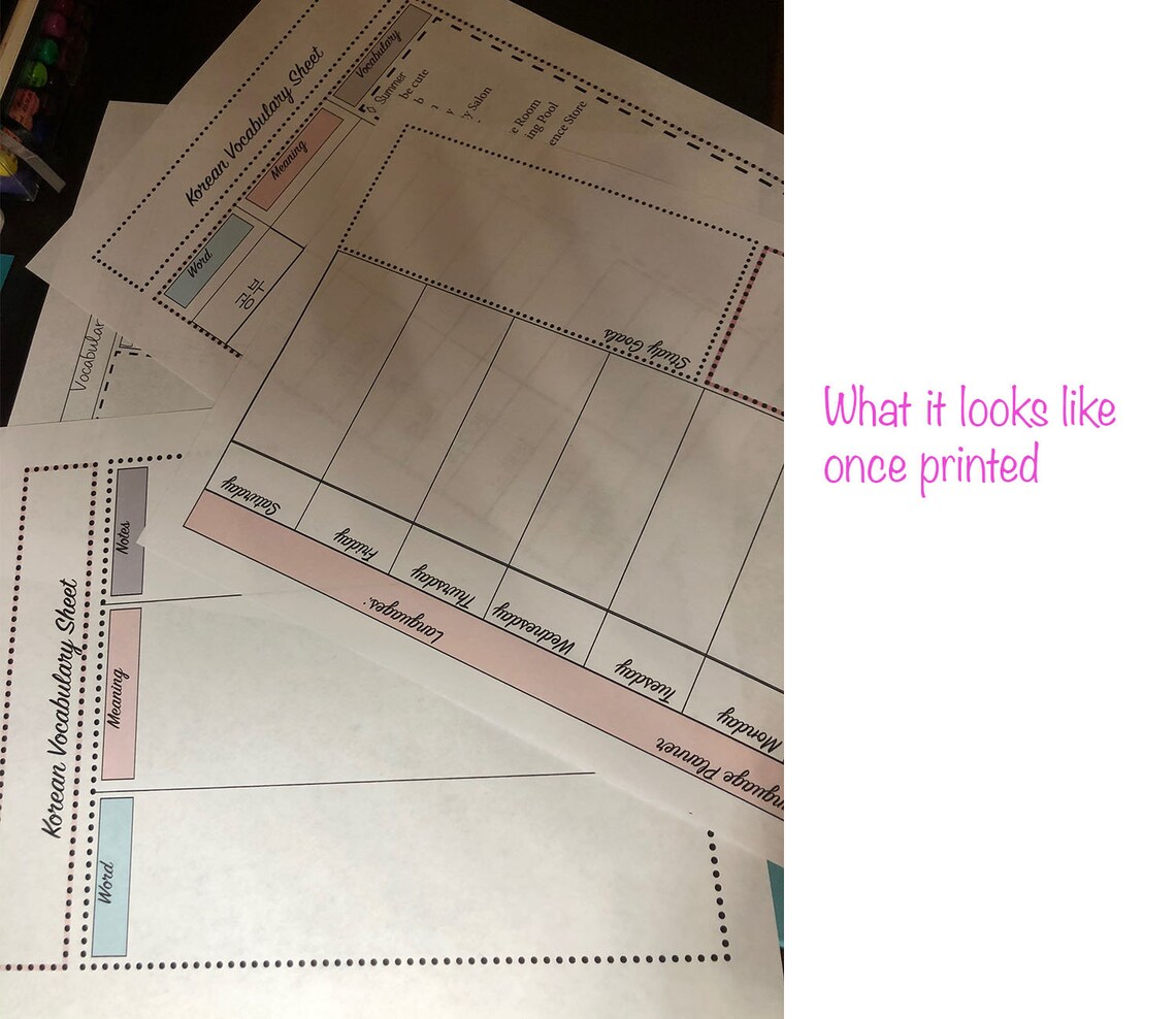 Korean Language Study Worksheets Instant Download - Etsy