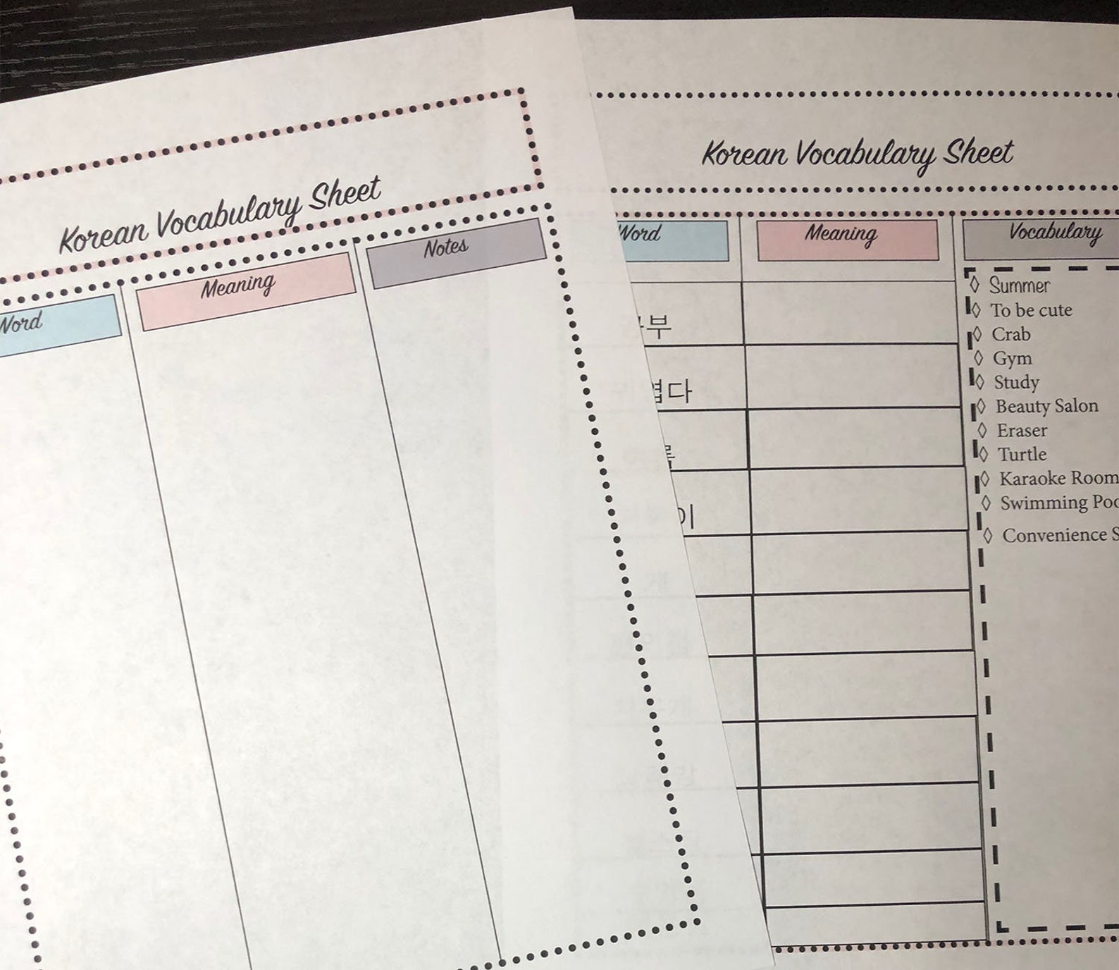 Korean Language Study Worksheets Instant Download - Etsy